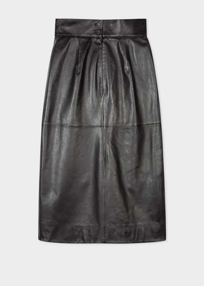 Paul Smith Skirts Womens Black Leather Skirt Black