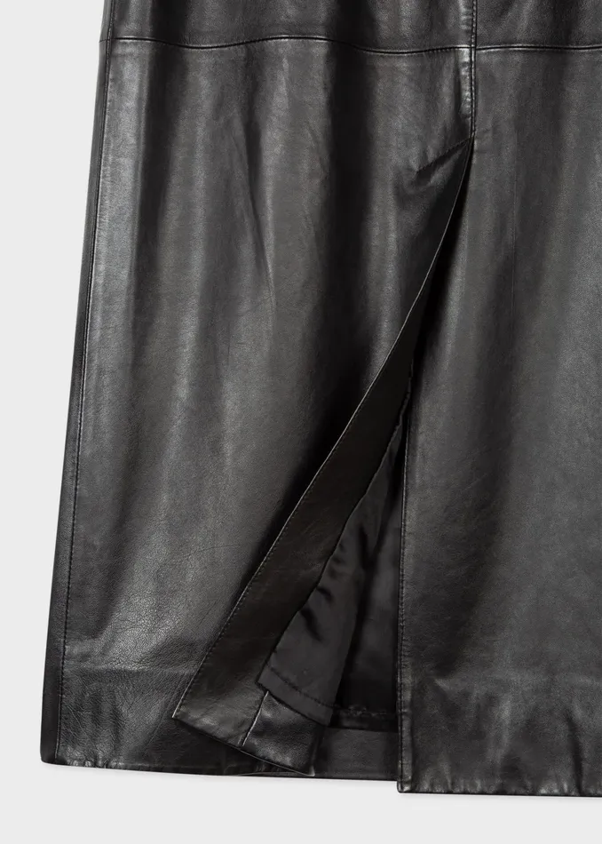 Paul Smith Skirts Womens Black Leather Skirt Black