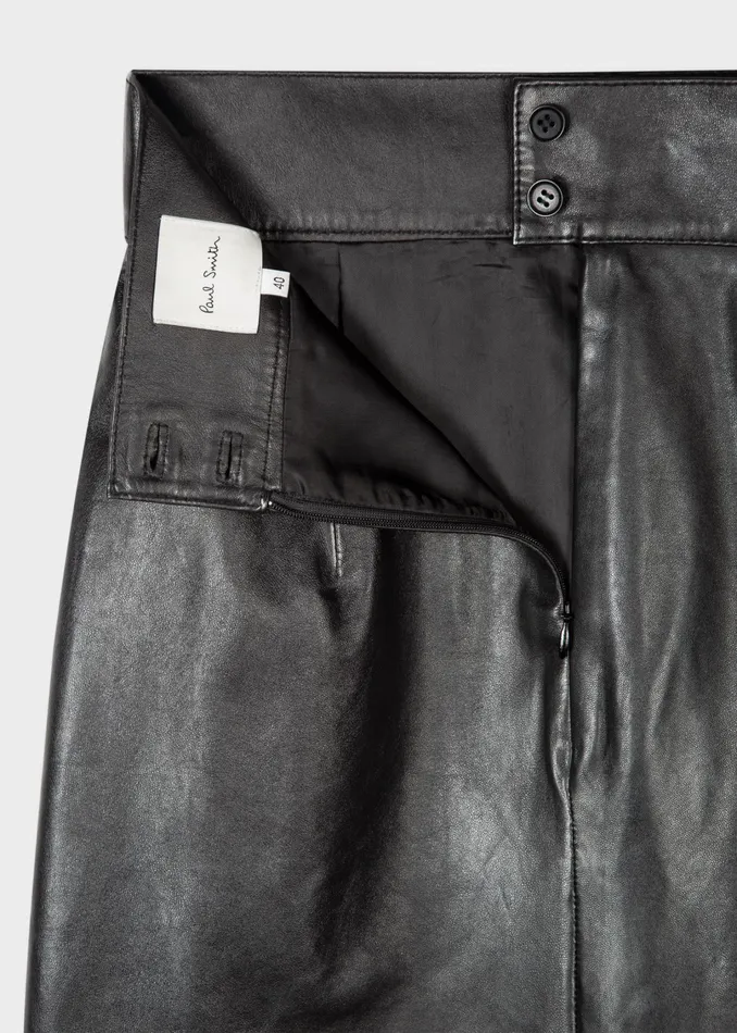 Paul Smith Skirts Womens Black Leather Skirt Black