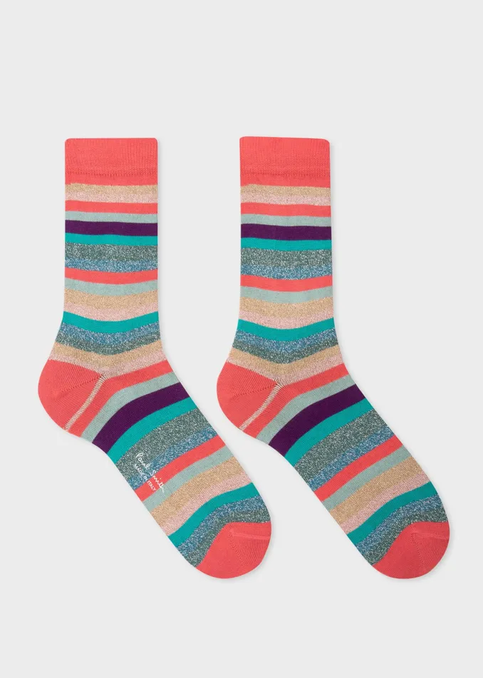 Paul Smith Socks Womens MultiColour Glitter 039Swirl Stripe039 Socks Multicolour