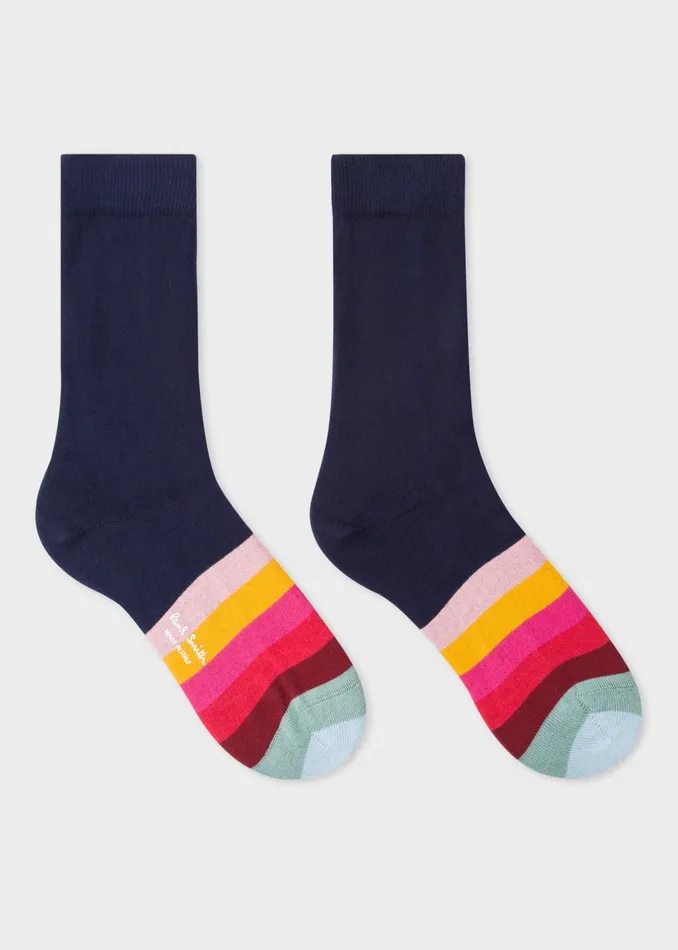 Paul Smith Socks Womens Navy 039Swirl039 Stripe Socks Navy