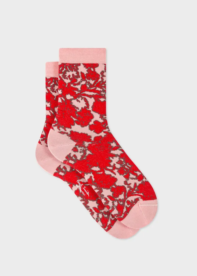 Paul Smith Socks Womens Pink 039Rave Floral039 Socks Pink