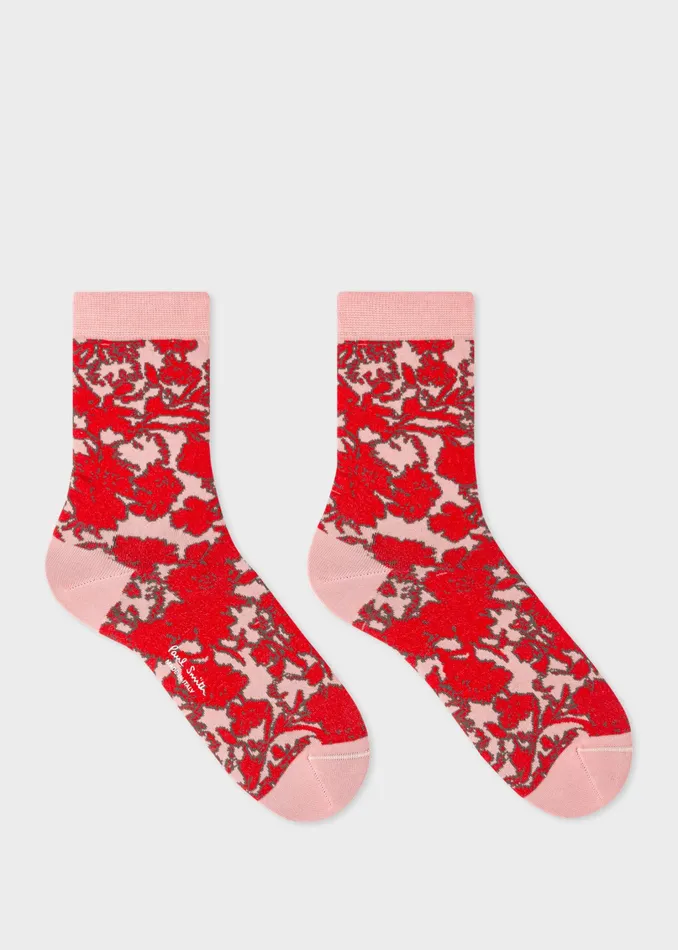 Paul Smith Socks Womens Pink 039Rave Floral039 Socks Pink