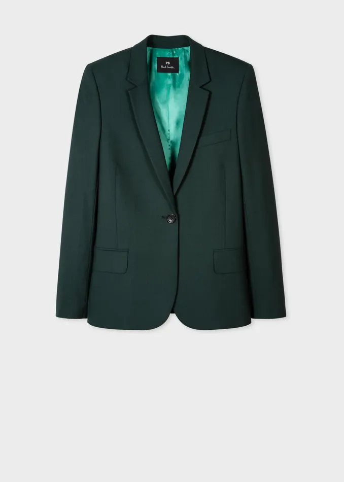 Paul Smith Suits Womens Bottle Green WoolHopsack Blazer Green