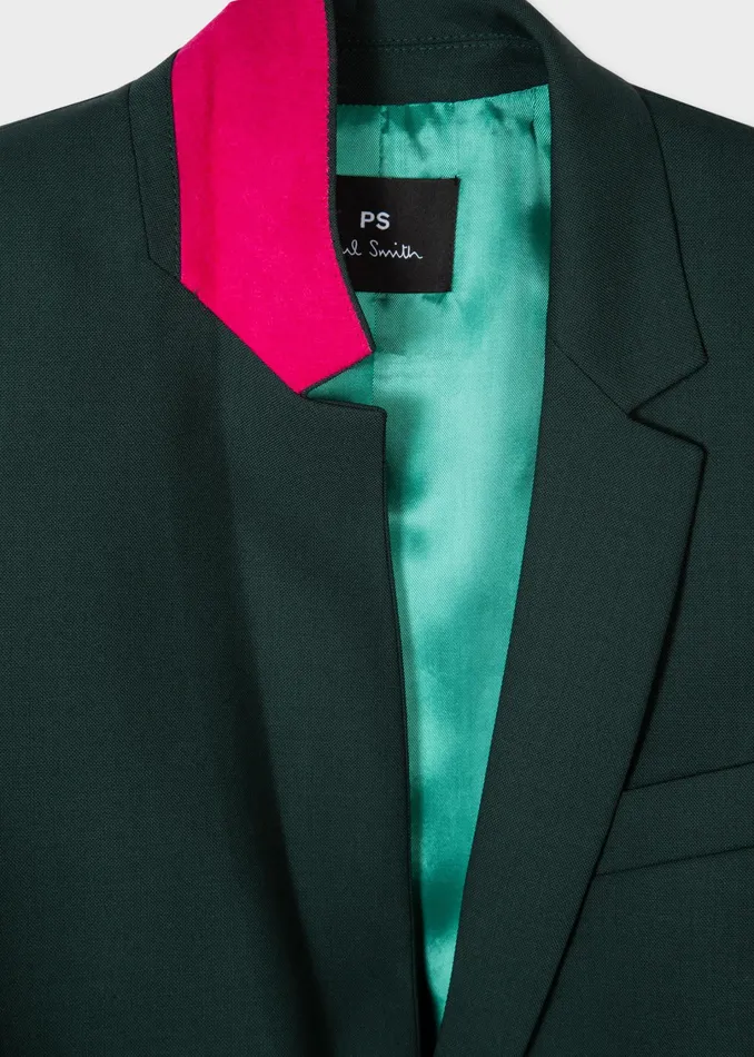 Paul Smith Suits Womens Bottle Green WoolHopsack Blazer Green
