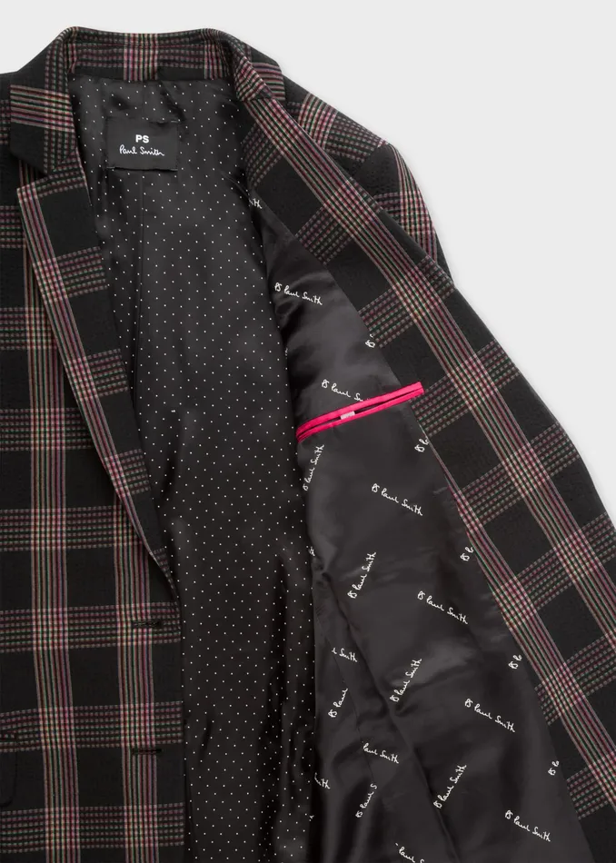 Paul Smith Suits Womens BoyfriendFit Black Seersucker Check Longline Blazer Black