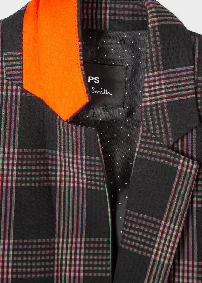 Paul Smith Suits Womens BoyfriendFit Black Seersucker Check Longline Blazer Black