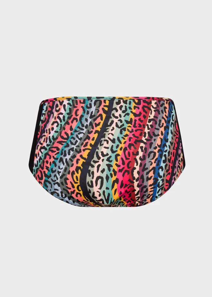 Paul Smith Swimwear Womens Leopard and Swirl039 Print HighWaisted Bikini Bottoms With Mesh Side Panels Swirl