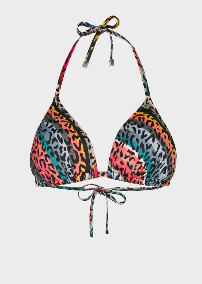 Paul Smith Swimwear Womens Leopard and Swirl039 Print Triangle Bikini Top Multicolour