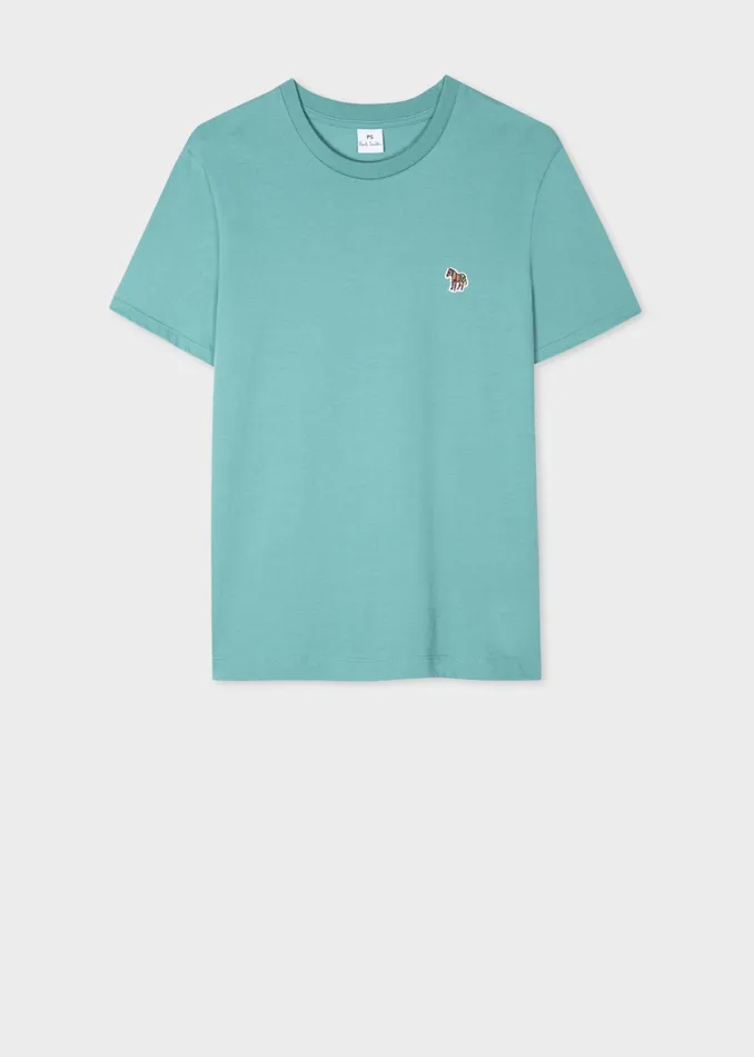 Paul Smith TShirts Womens Turquoise Zebra Logo Organic Cotton TShirt Turquoise