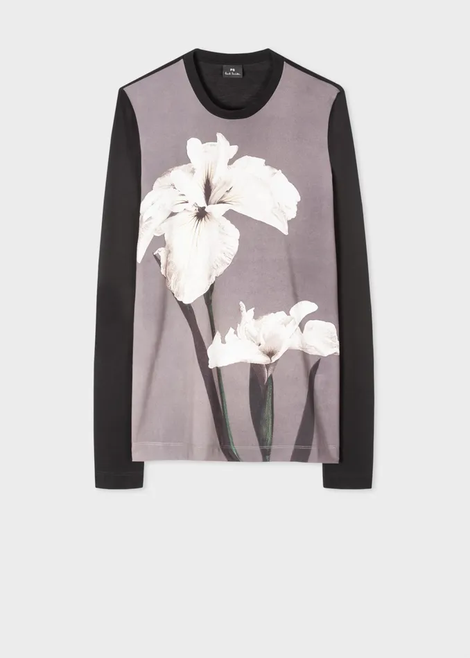 Paul Smith Tops Womens Black 039Iris039 Print LongSleeve TShirt Black