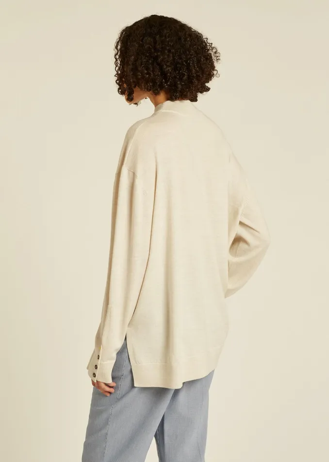 Paul Smith Tops Womens Cream Wool Oversized Sweater With Buttoned Cuffs Cream