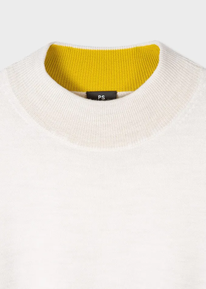 Paul Smith Tops Womens Cream Wool Oversized Sweater With Buttoned Cuffs Cream