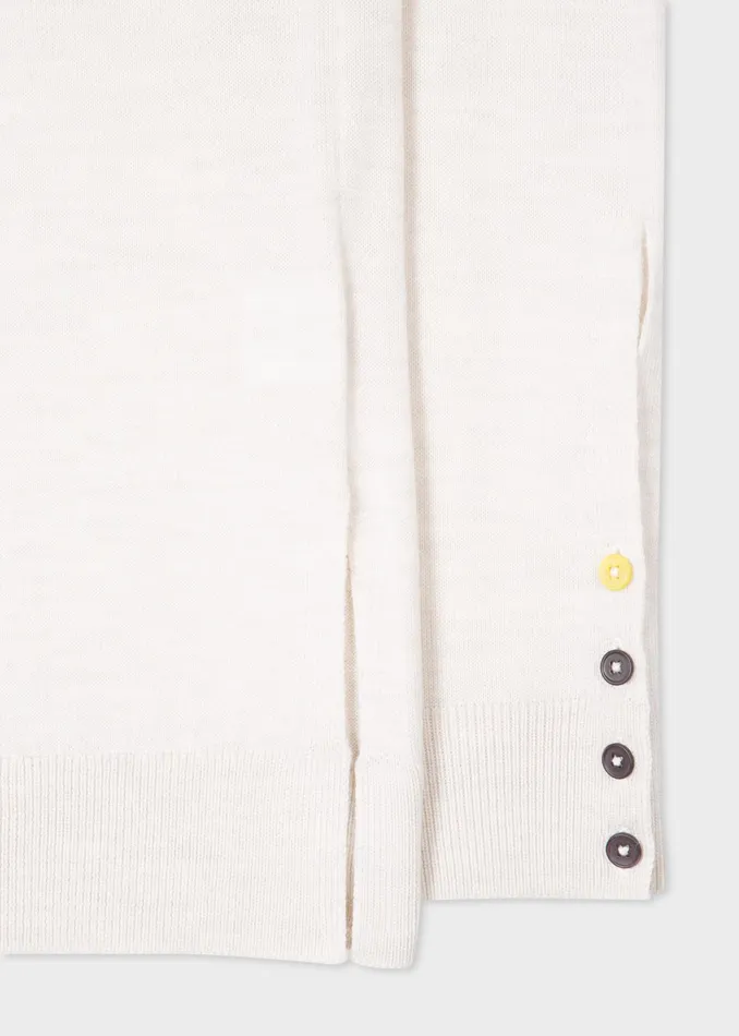 Paul Smith Tops Womens Cream Wool Oversized Sweater With Buttoned Cuffs Cream
