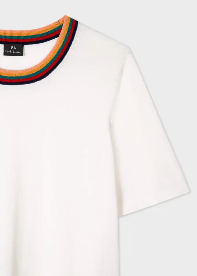 Paul Smith Tops Womens Ivory ShortSleeve Knitted Sweater Ivory