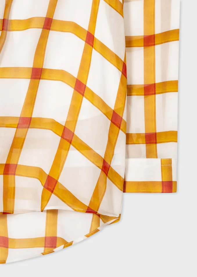 Paul Smith Tops Womens Mustard And White Check Georgette Oversized Shirt Yellow