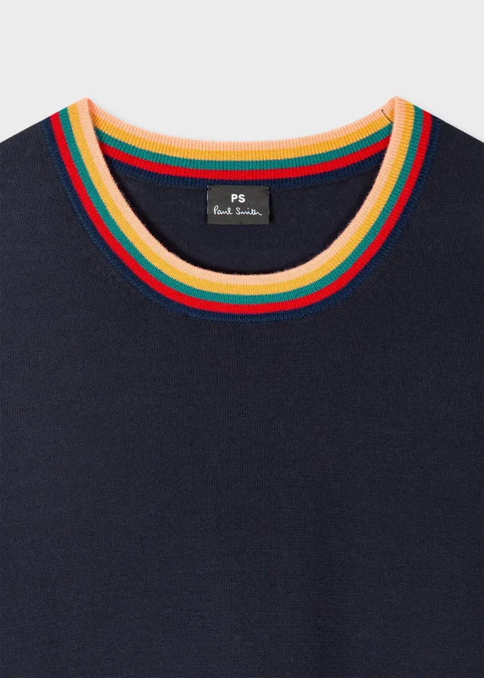 Paul Smith Tops Womens Navy ShortSleeve Knitted Sweater Dark Navy
