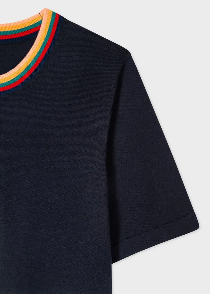 Paul Smith Tops Womens Navy ShortSleeve Knitted Sweater Dark Navy