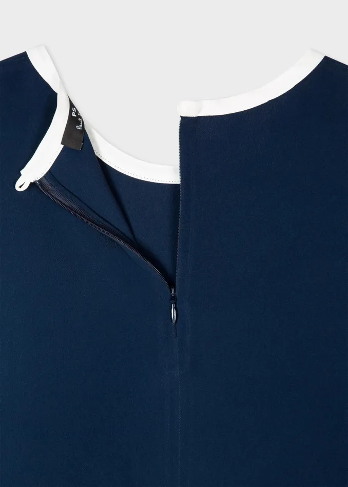 Paul Smith Tops Womens Navy SilkBlend Top With Contrast Trim Navy
