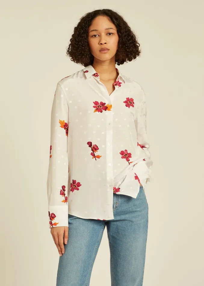 Paul Smith Tops Womens White 039Wild Rose039 Print Shirt White