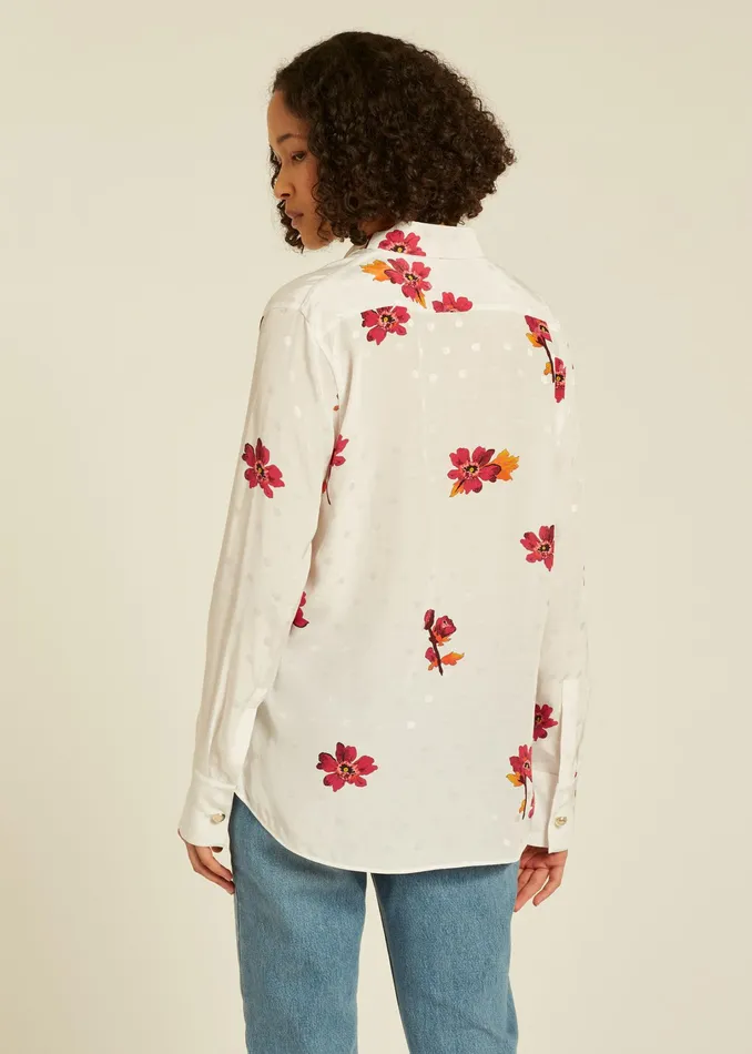 Paul Smith Tops Womens White 039Wild Rose039 Print Shirt White