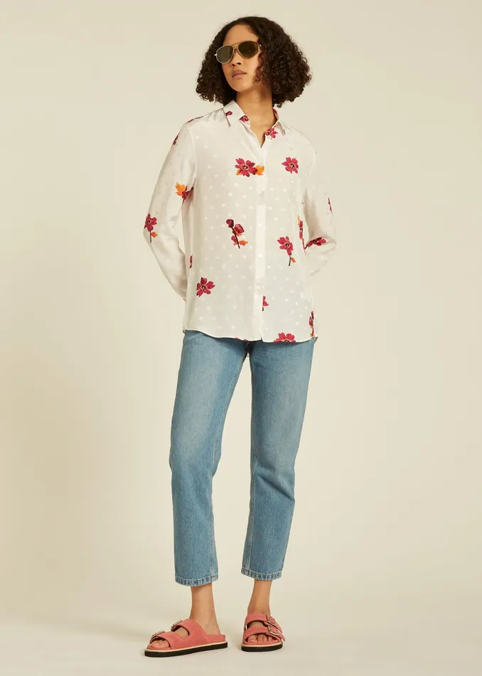 Paul Smith Tops Womens White 039Wild Rose039 Print Shirt White