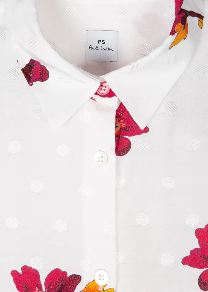 Paul Smith Tops Womens White 039Wild Rose039 Print Shirt White