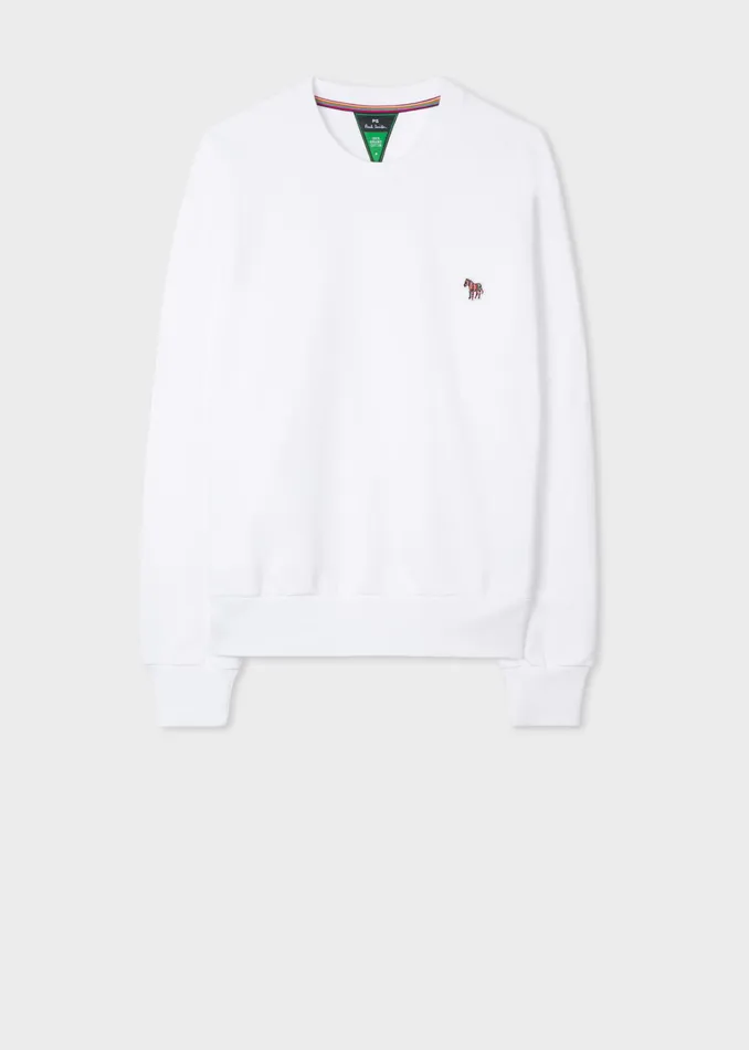 Paul Smith Tops Womens White Zebra Logo Organic Cotton Sweatshirt White