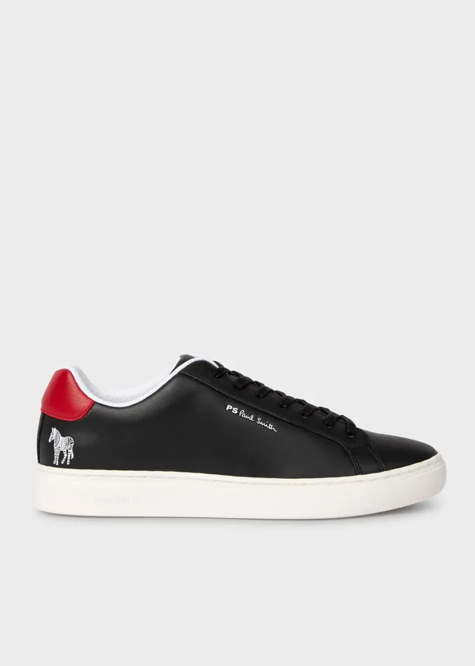 Paul Smith Trainers Mens Black 039Rex039 Leather Trainers With 039Zebra039 Emboss Black