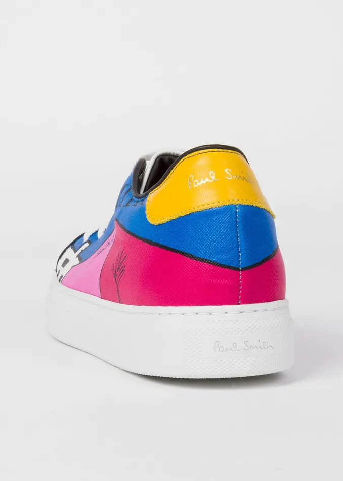 Paul Smith Trainers Womens LA Shop039 Print Leather 039Basso039 Trainers White