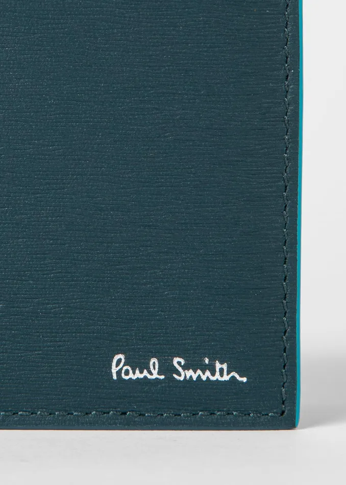 Paul Smith Wallets Mens Petrol Green Leather Billfold Wallet With Contrast Interior Green