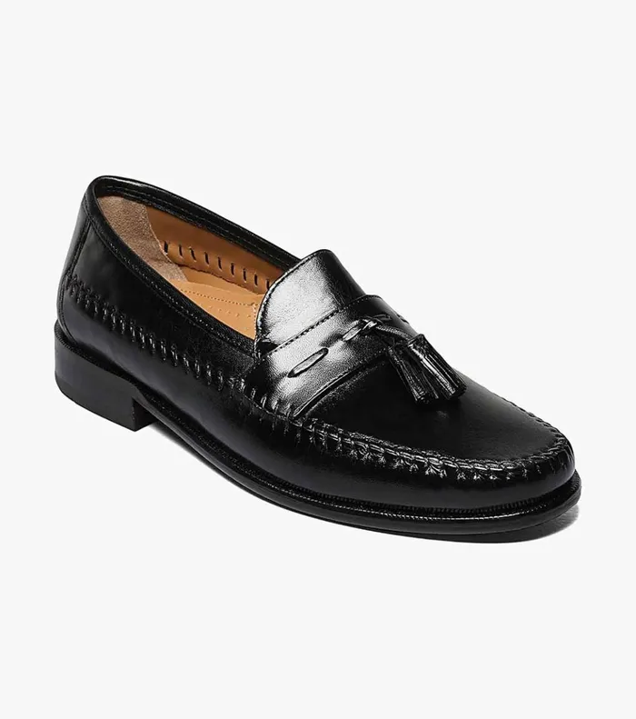 Pazzano Moc Toe Tassel Slip On Black Men Florsheim Dress Shoes