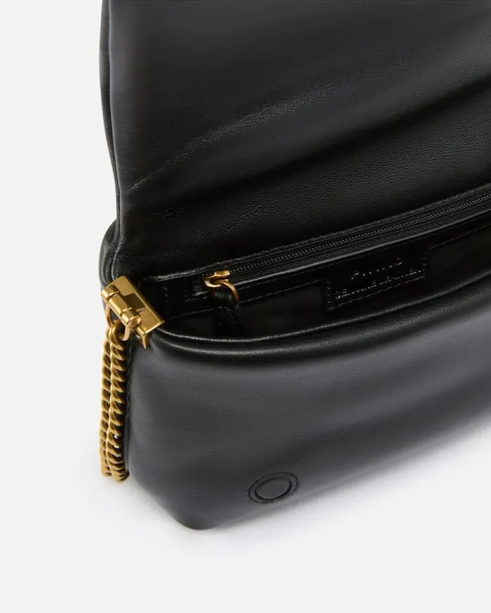 Pinko Baby Love Bag Click Puff In Nappa Leather Limo Black Block Colour Women Love Bag Click