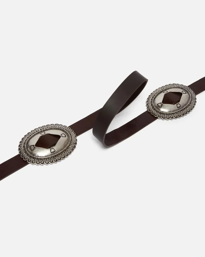 Pinko Belt With Large Buckle 2cm Dark Brownold Silver Women Belts