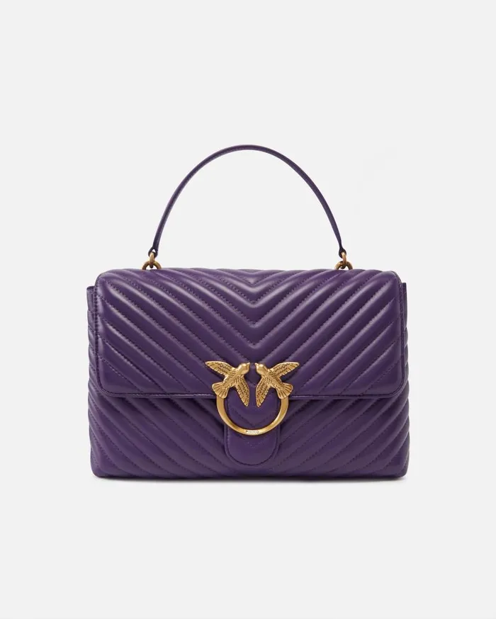 Pinko Big Lady Love Bag Puff Chevron Plumantiquegold Women Crossbody Bags