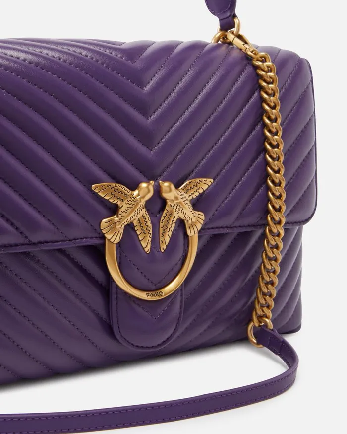 Pinko Big Lady Love Bag Puff Chevron Plumantiquegold Women Crossbody Bags