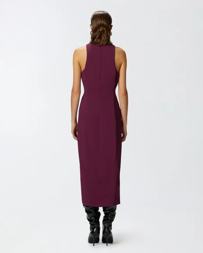 Pinko Black Sheath Dress With Rhinestoned Neckline Grape Wine Women Dresses
