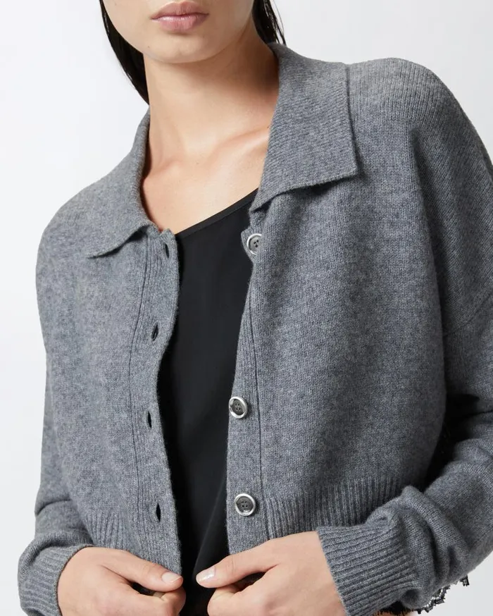 Pinko Cashmereblend Cardigan With Satin And Lace Top Greyblack Women Knitwear