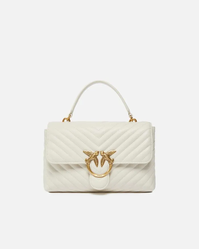 Pinko Classic Lady Love Bag Puff Chevron Whitewhiteantique Gold Women Handbags