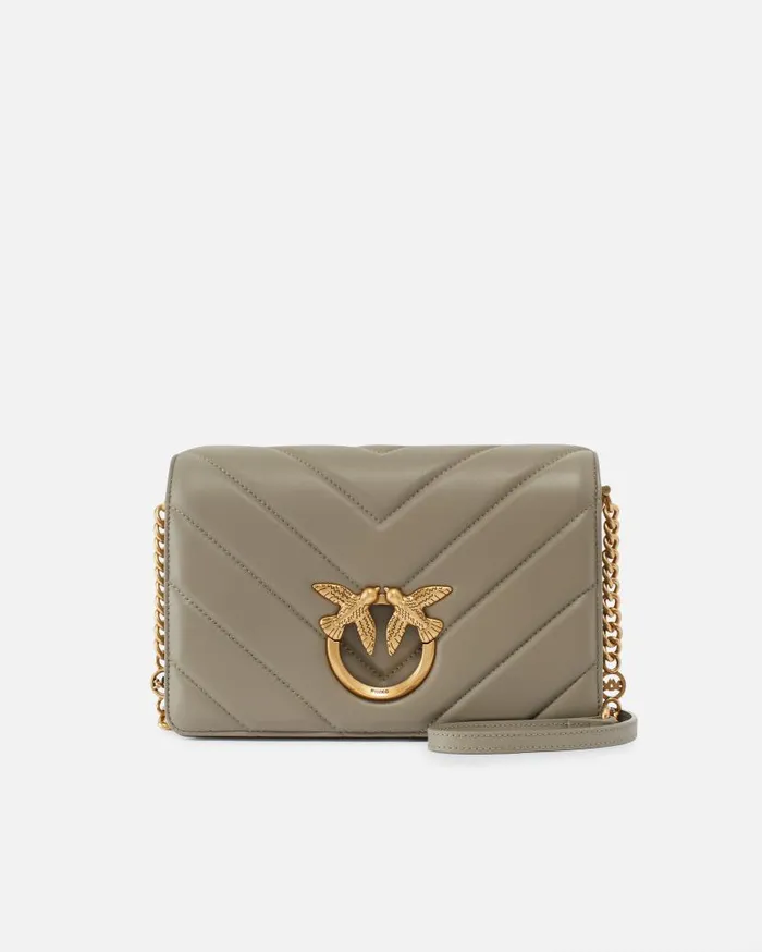 Pinko Classic LoveBag Click Big Chevron Walnutantique Gold Women Love Bag Click