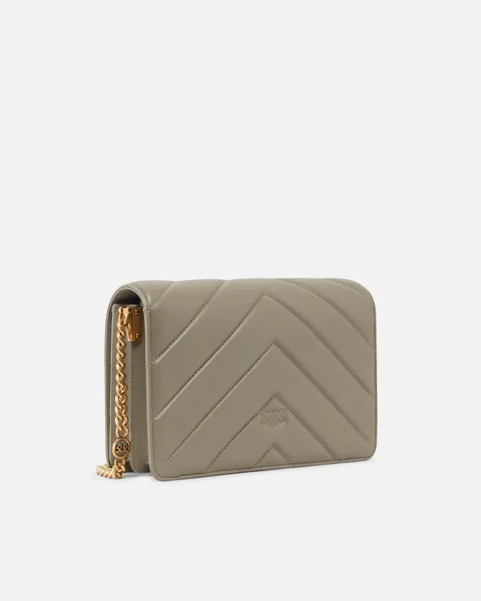 Pinko Classic LoveBag Click Big Chevron Walnutantique Gold Women Love Bag Click