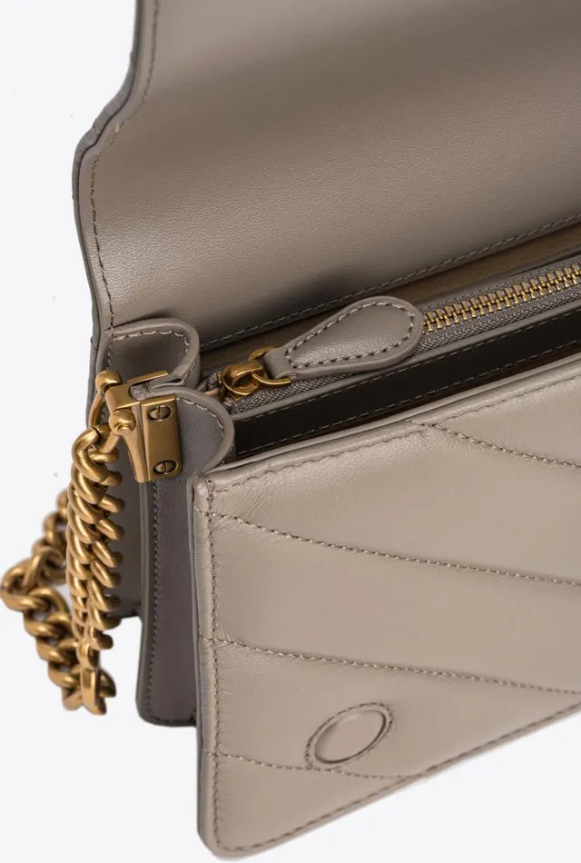 Pinko Classic LoveBag Click Big Chevron Walnutantique Gold Women Love Bag Click