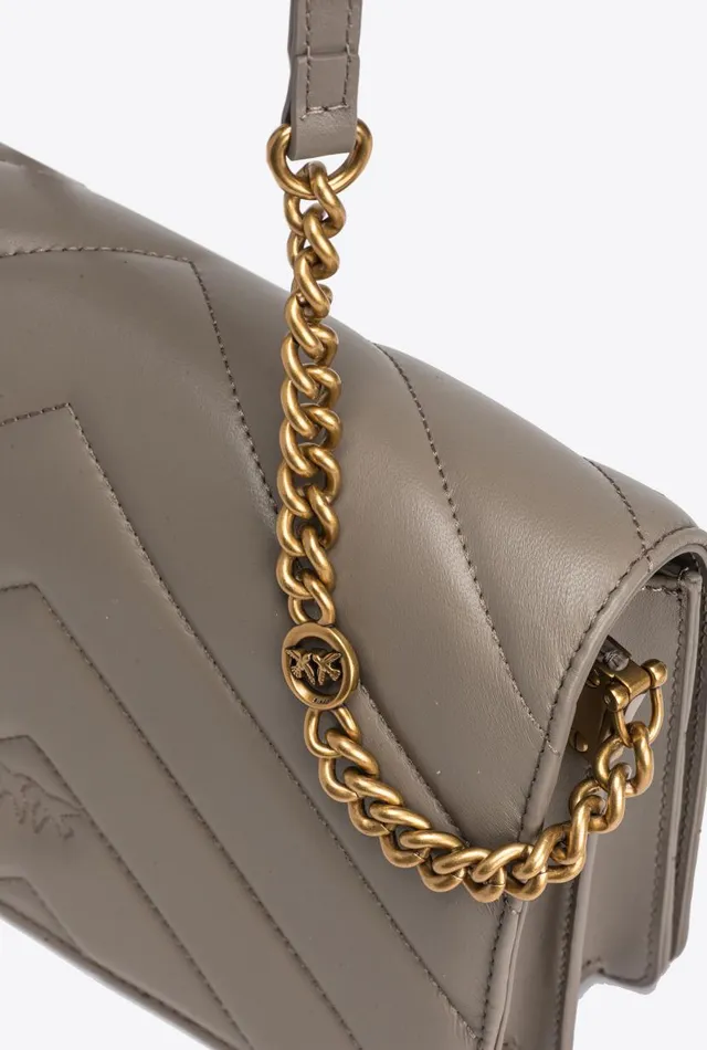Pinko Classic LoveBag Click Big Chevron Walnutantique Gold Women Love Bag Click