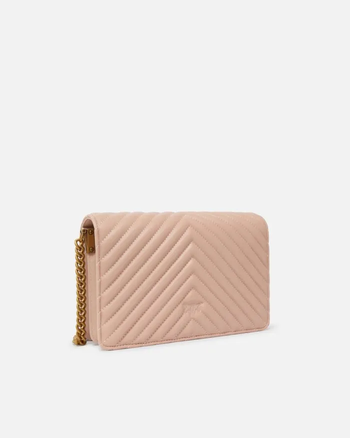 Pinko Classic Love Bag Click Chevron Pinkdusty Pinkantique Gold Women Crossbody Bags