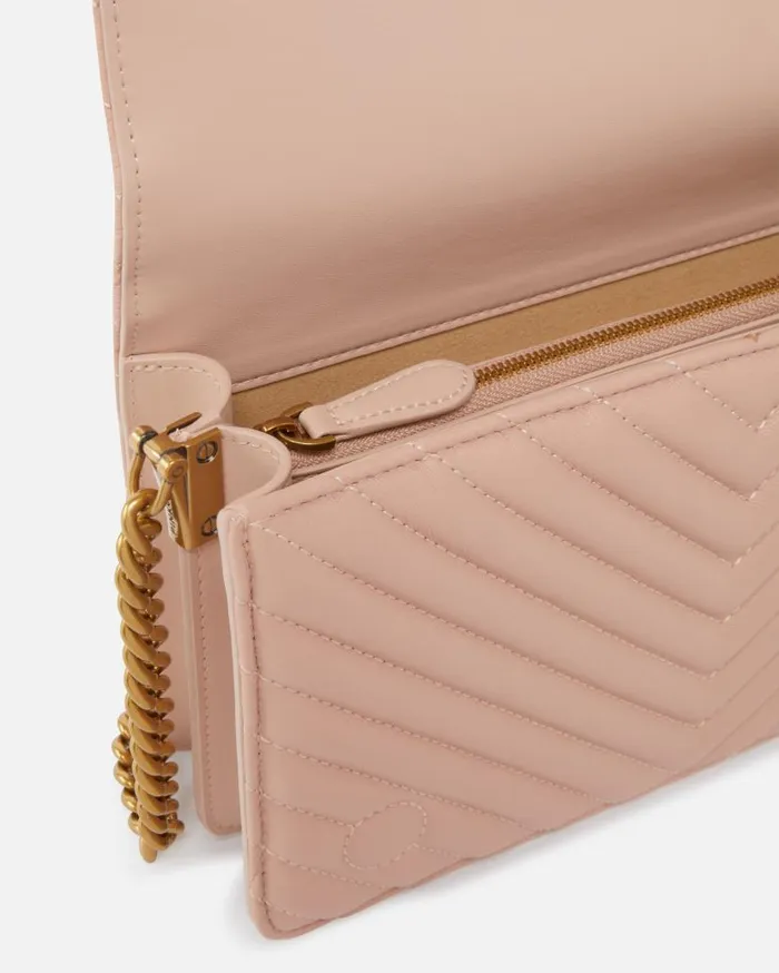 Pinko Classic Love Bag Click Chevron Pinkdusty Pinkantique Gold Women Crossbody Bags