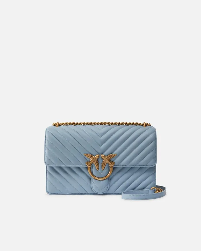 Pinko Classic LoveBag One Chevron Lightblueantique Gold Women Shoulder Bags