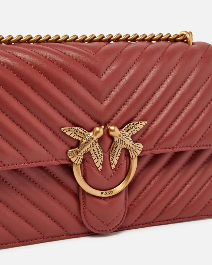 Pinko Classic LoveBag One Chevron Red Ochreantiquegold Women Crossbody Bags