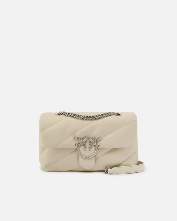 Pinko Classic Love Bag Puff Maxi Quilt Whitewhiteold Silver Women Shoulder Bags