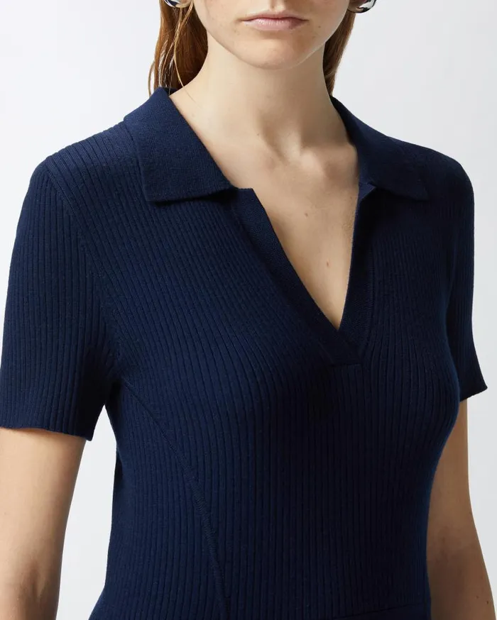 Pinko Compact Wool Knit Mini Dress Dark Navy Blue Women Dresses