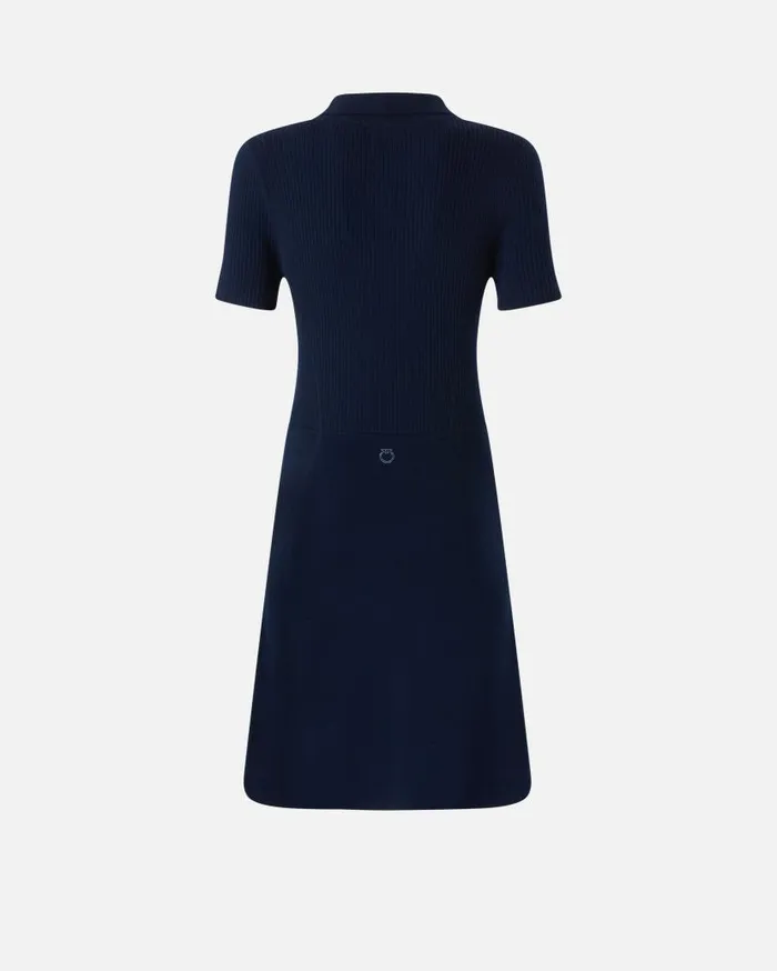 Pinko Compact Wool Knit Mini Dress Dark Navy Blue Women Dresses